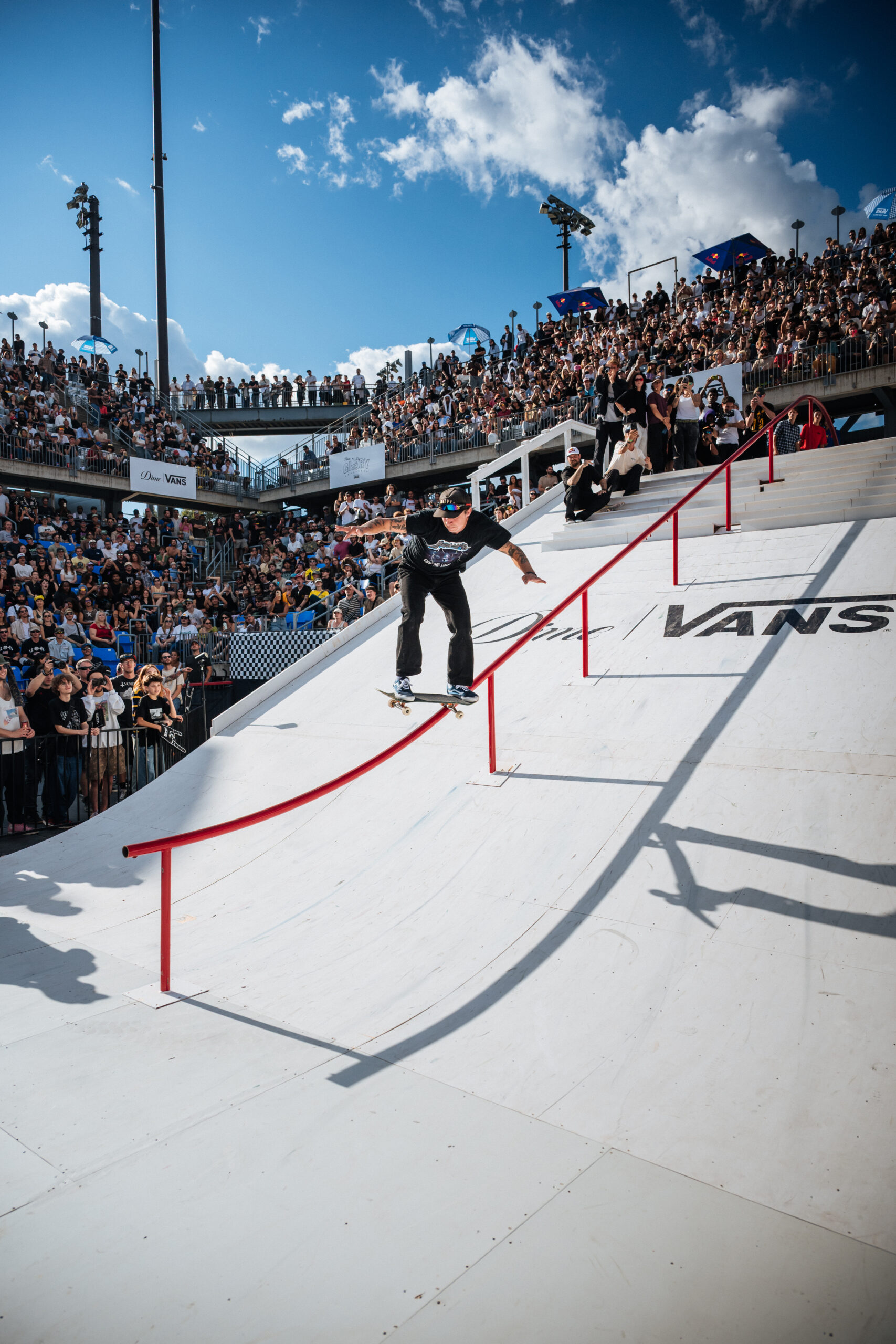 Elijah Berle grinding the big rail.